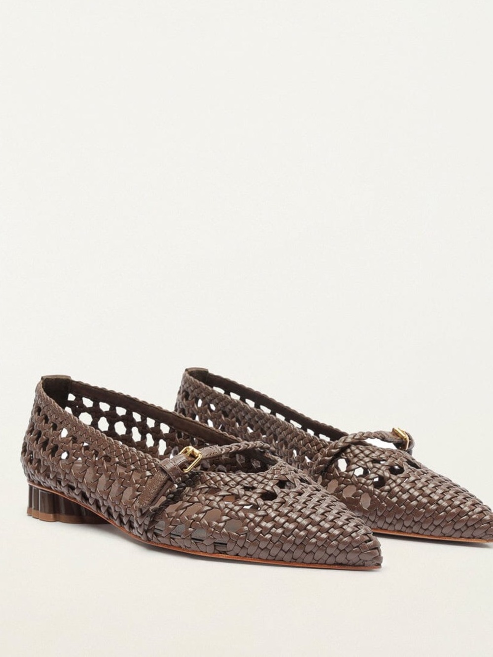 FARM Rio Brown Woven Mary Jane Ballerina
